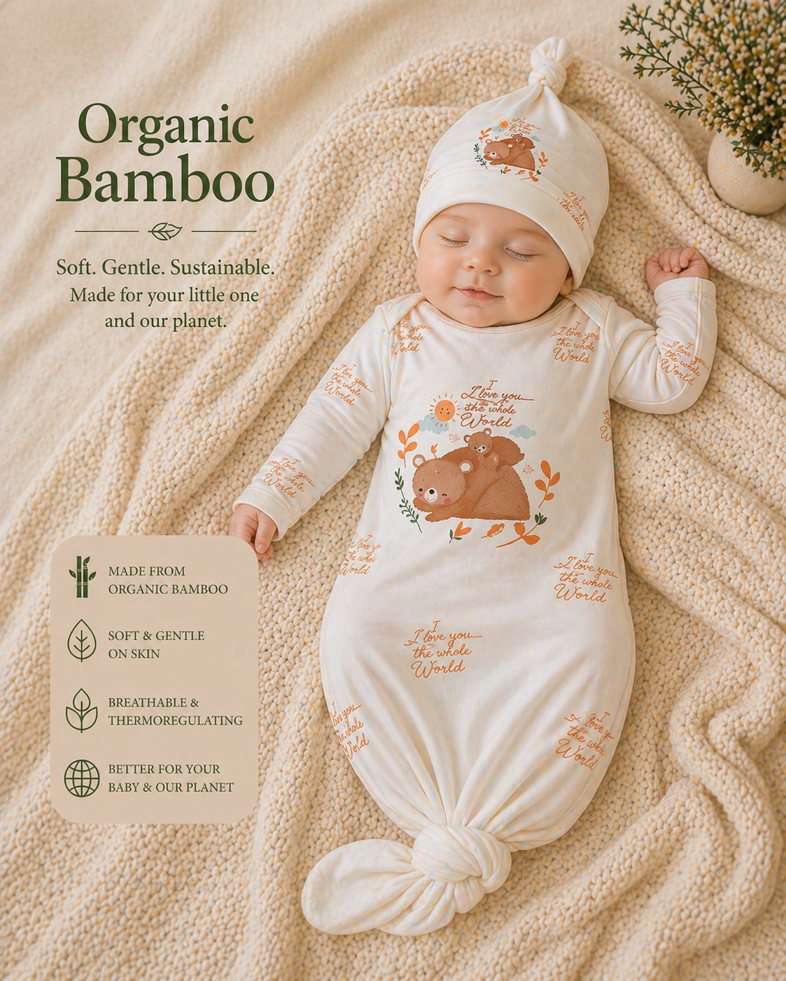 Organic Bamboo Sleep Sac  w/Beanie