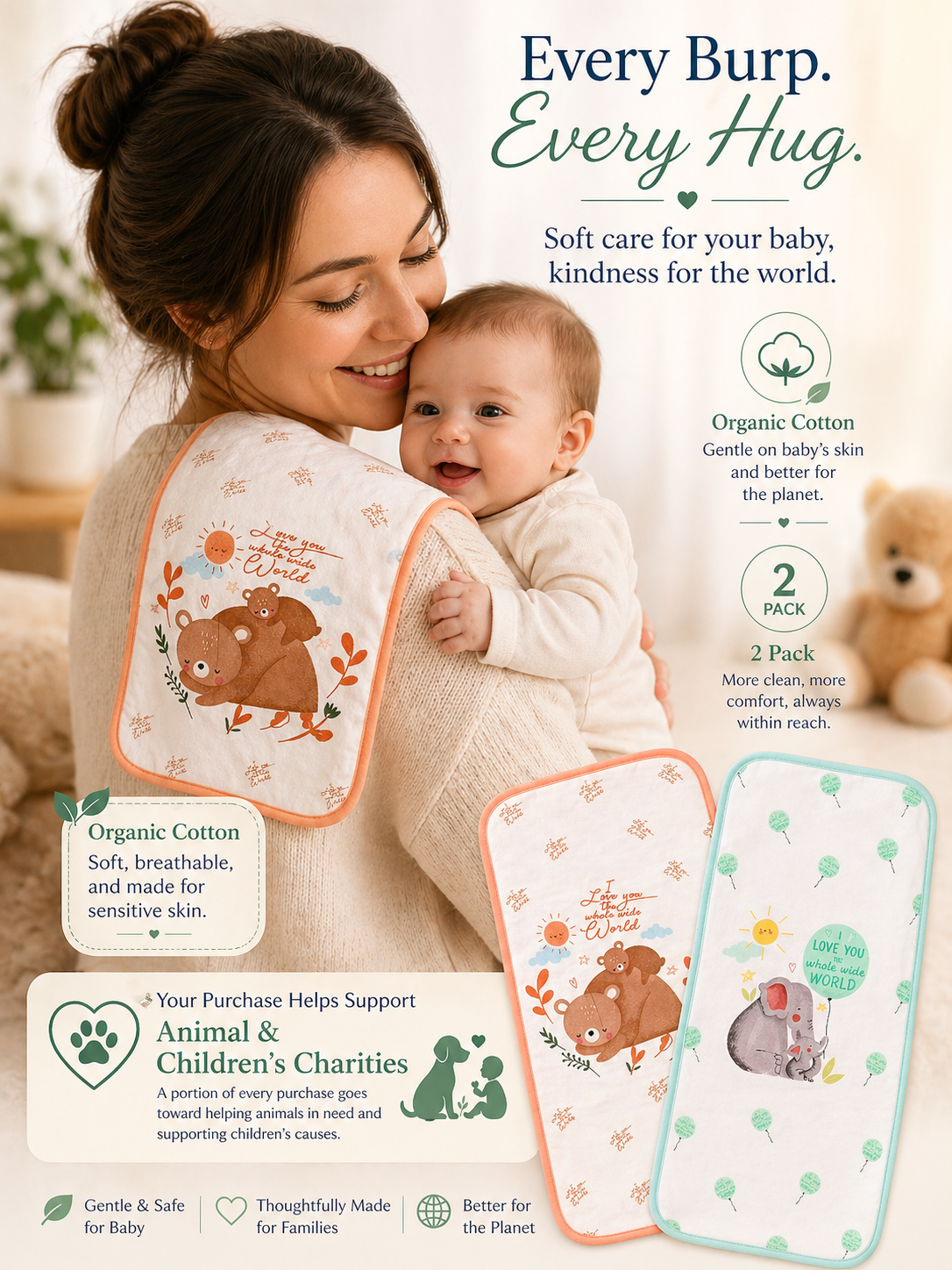 Organic Cotton Burp Pad (2-pack)